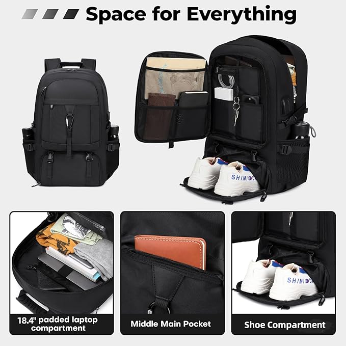 18.4 Inch gym backpack with shoe compartment, 80L Multiple Compartments - Image 5