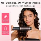 2in1 Negative Ion Thermal Brush -Heated Round Brush, Curling Iron 1 1/2 Inch& Curling Iron 1 3/4 Inch, 5 Temperature Settings,Dual Voltage