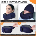 Travel Pillow - Hooded Neck Pillow Airplane Memory Foam Filling - Image 2