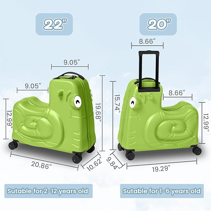 Kids Ride-on Luggage with Spinner Wheels Suitcase, Kid's Ride-On Suitcase Help - Image 3