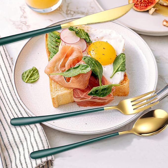 AARAINBOW 6 Pieces 18/8 Stainless Steel Flatware Set Portable Reusable Cutlery - Image 6
