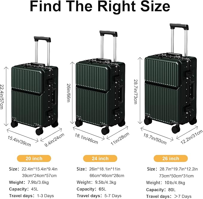 2-Piece Hardshell Zipperless Luggage Set, 20/26" Aluminum Frame Hardshell - Image 5