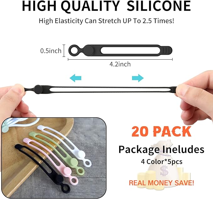 UMUST Silicone Cable Ties, Reusable Cable Management Organizer - Image 2