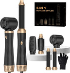 Hair Dryer Brush 5 in 1, Blow Dryer Brush Set with Air Curler Wrap Hair Styler, Negative Ionic Blow Dry Brush, Detachable Hair Tool for Curling, Volumizer,Straightener,Drying