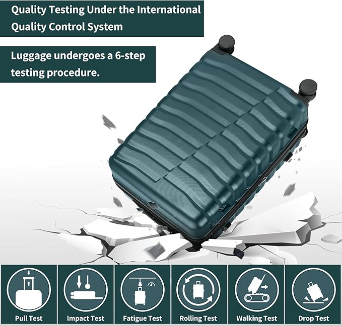 Lightweight Luggage with Spinner Wheels & YKK Zipper, 3-Piece Suitcase ABS+PC - Image 3