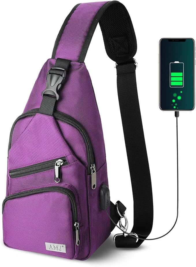 AMJ Crossbody Sling Bag Men Women, Casual Shoulder Backpack, Chest Daypack by AMJ