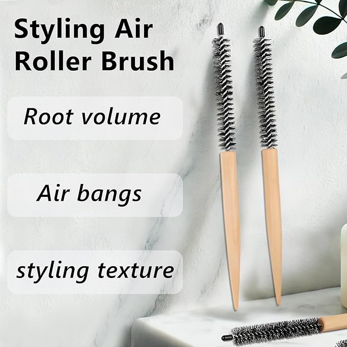 Small Round Styling Brush - Mini Roller Quiff Comb for Hairdressing - Lightweight Salon Brush for Thin, Short Hair, Bangs, Beard, Curling & Lifting