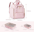 Large Makeup Backpack with 3 Clear Makeup Bags, Double Layers Professional Makeup Travel Case with Brushes Storage Section for Makeup Artists
