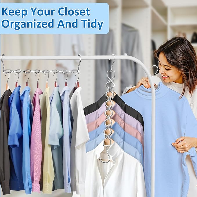 6 Pack Space Saving Hangers for Clothes, Heavy Duty 30Lbs Capacity Magic - Image 6