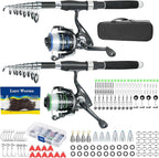 Fishing Pole Combo, Spinning Reels 170Pcs Worm Lure Kit Texas-Rigs-for-Bass by Makefishingbeeasy