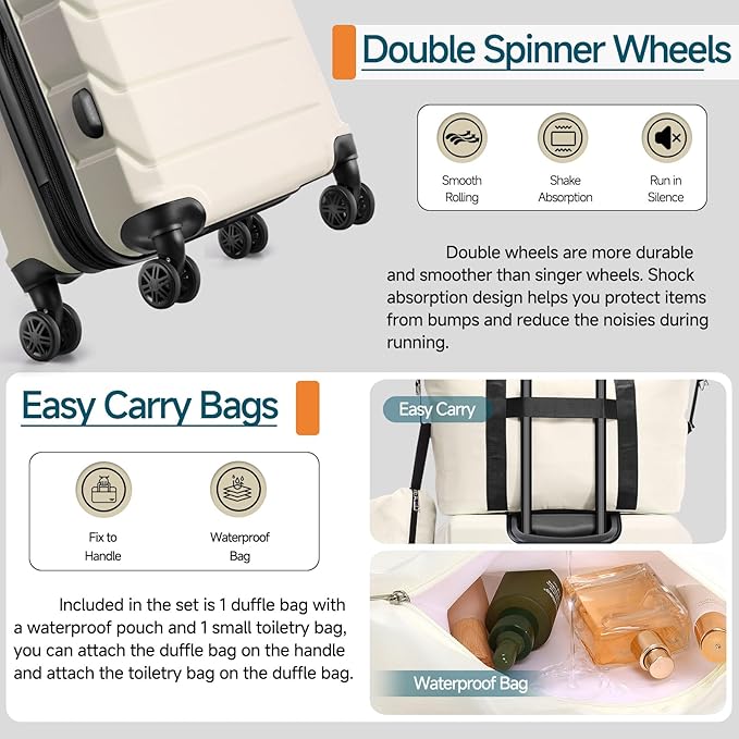 Hoteel Luggage Sets 5 Piece, ABS+PC Hard Shell Expandable Suitcases - Image 6
