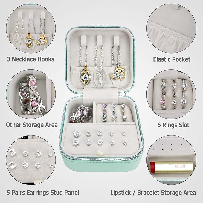 PU Leather Travel Small Portable Mini Travel Jewelry Organizer - Image 2