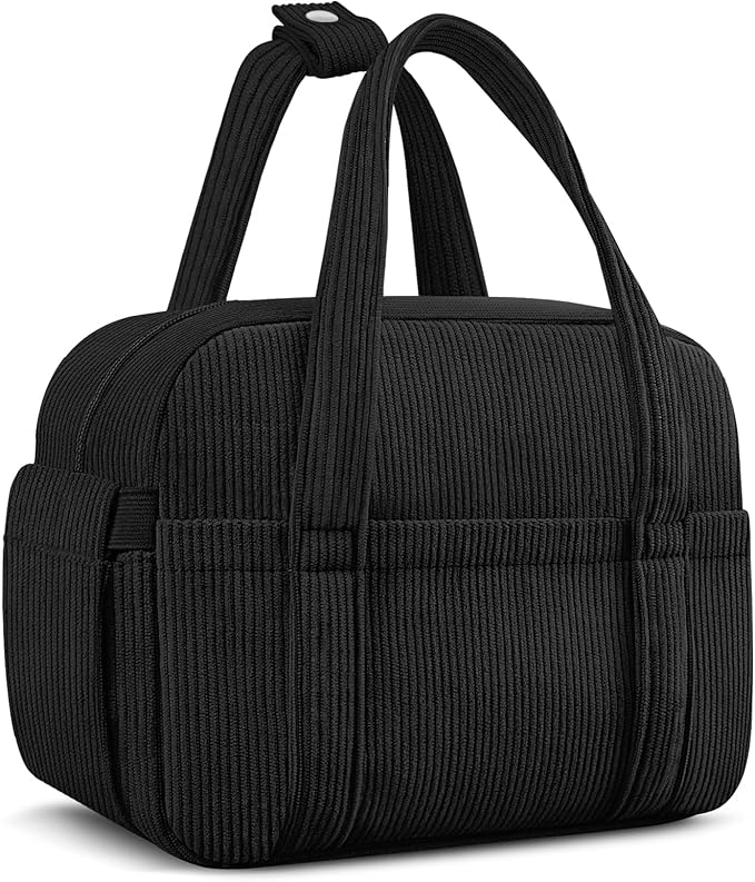 Corduroy Lunch Box Lunch Bag for Women Men, Cute Strawberry Small Insulated by KUBYA