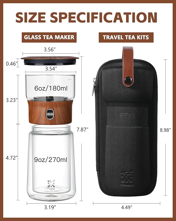 ZENS Modern Glass Infuser Teapot, One Touch Tea Maker - Image 5