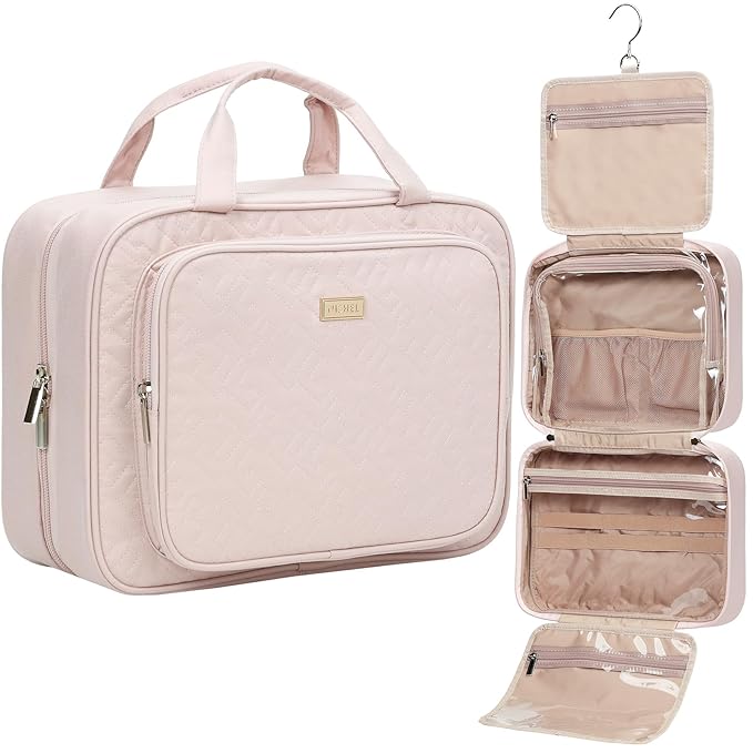 NISHEL Travel Toiletry Bag for Women Large Capacity, Makeup Essentials Organizer by NISHEL