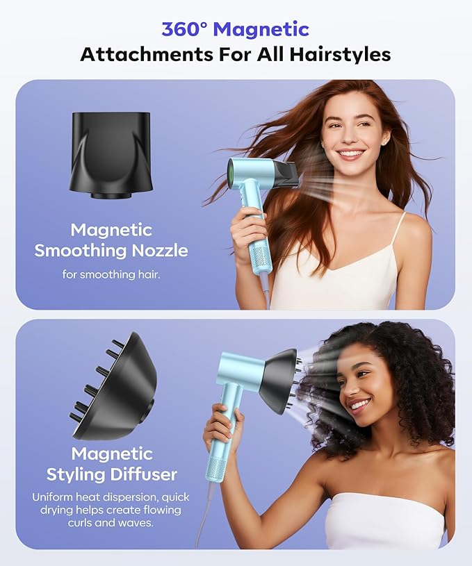 Cosy Companions High Speed Ionic Hair Dryer, 130000 RPM Fast Drying Blow Dryer with 300 Million Negative Ions, Lightweight with Heat Protection for Women & Men, Professional Salon Dryer, Blue
