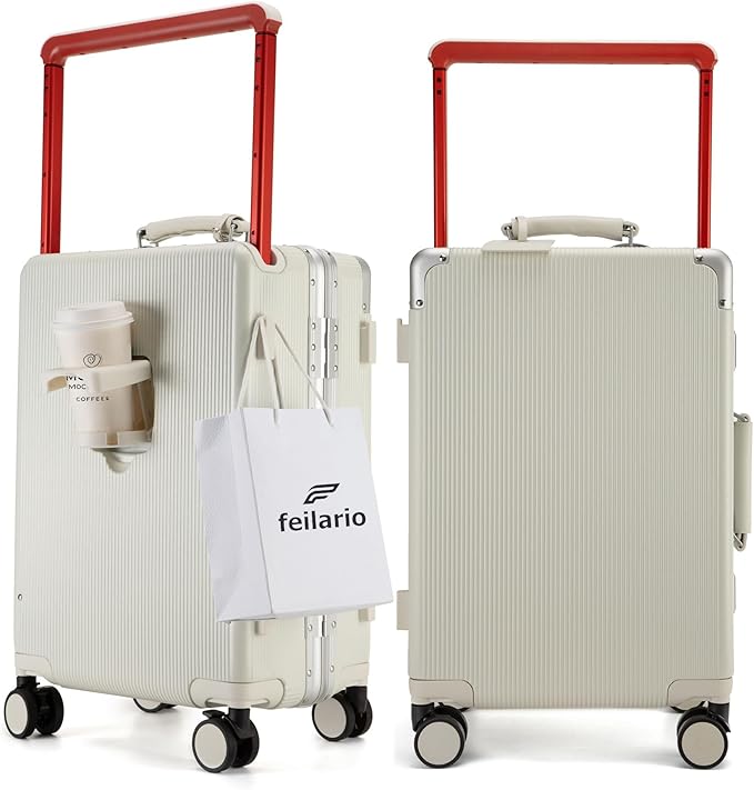 feilario 20'' Aluminum Frame Wide Handle PC Hardside Carry On Luggage by feilario
