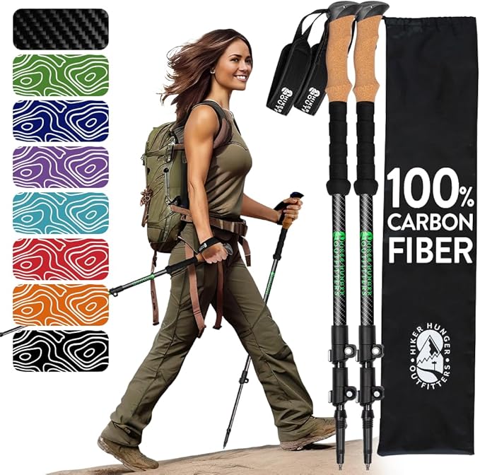 100% Carbon Fiber Trekking Poles by USA Brand by HikerHungerOutfitters