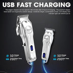 DSP Professional Hair Clipper for Men, Clipper and Trimmer Set - Electric Clipper for Hair Cutting, Cordless Barber Clipper Set with LED Display for Men Gift (Silver)