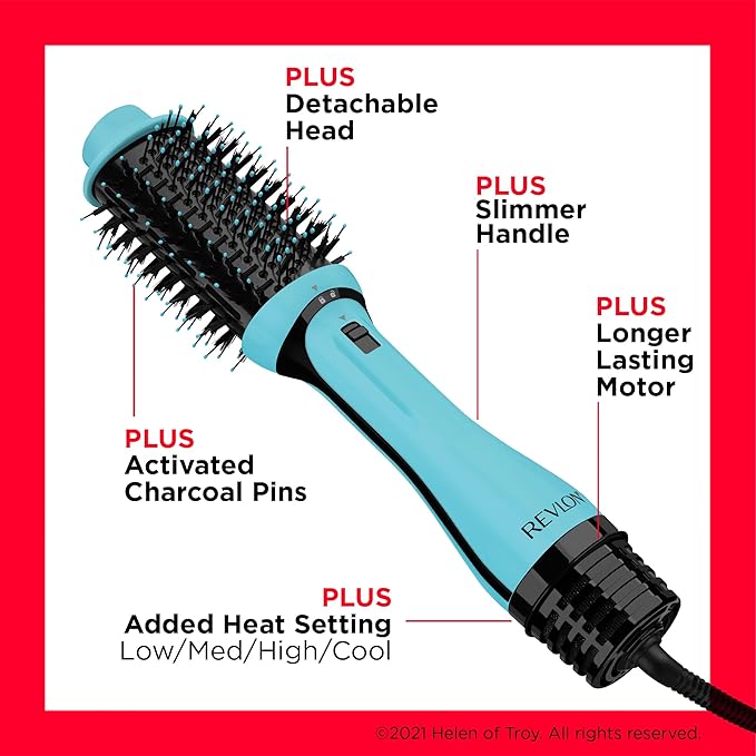 REVLON One Step Volumizer PLUS Hair Dryer and Styler | More Volume, Less Damage, and More Styling Control for Easy and Fast Salon-Style Blowouts, Plus Travel Friendly (Mint)