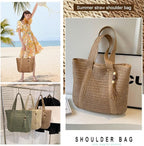 Straw Beach Bags for Women Woven Beach Tote Bag Casual Boho Large Shoulder - Image 5