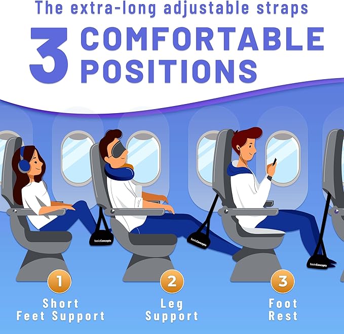 BASIC CONCEPTS Airplane Adjustable Foot Hammock, Perfect or Office Footrest to - Image 2