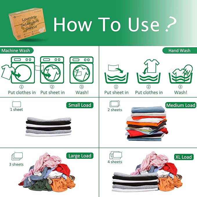 Freelivity Laundry Detergent Sheets, 200 Sheets Fresh Linen Scent - Image 3