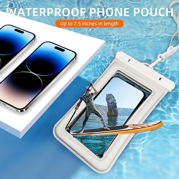 IPX8 Floating Waterproof Phone Pouch 2-Pack, 7.2 Inch Waterproof Pouch - Image 7
