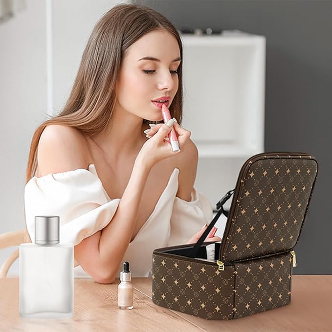 Travel Makeup Bag With 360° rotating LED Mirror, Waterproof cosmetic organizer - Image 4