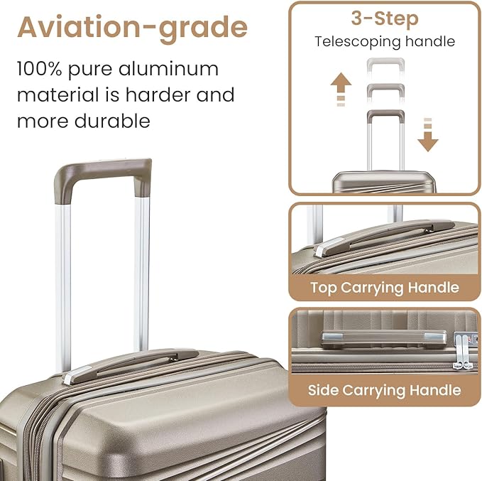 Campfun Luggage 4 Piece Sets, Expandable Carry On Luggage Set Hardshell PP - Image 5