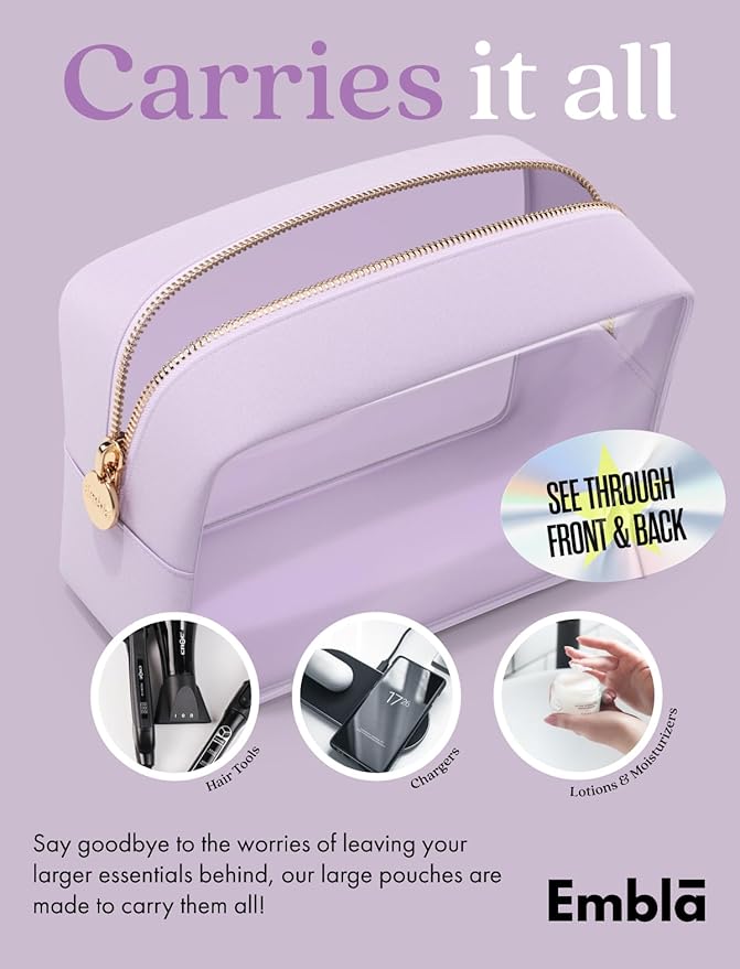 Clear Makeup Bag Zipper Pouch, Transparent Cosmetic Case Organizer, TSA - Image 4