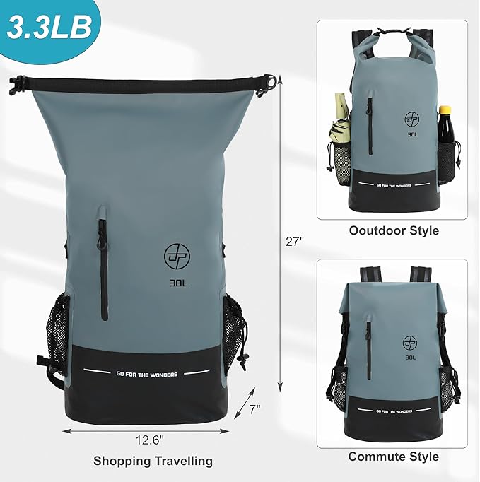 UPWELL 30L Waterproof Dry Bag Boating Backpack - Image 4
