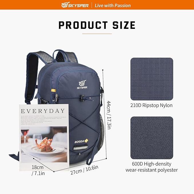SKYSPER Small Hiking Daypack, 20L Lightweight Travel Backpacks Day Hike Pack - Image 8