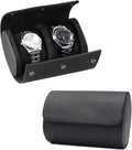 Watch Travel Case, Luxury Leather Watch Roll 2 Slot Organizer Box, Jewelry by Rudmox