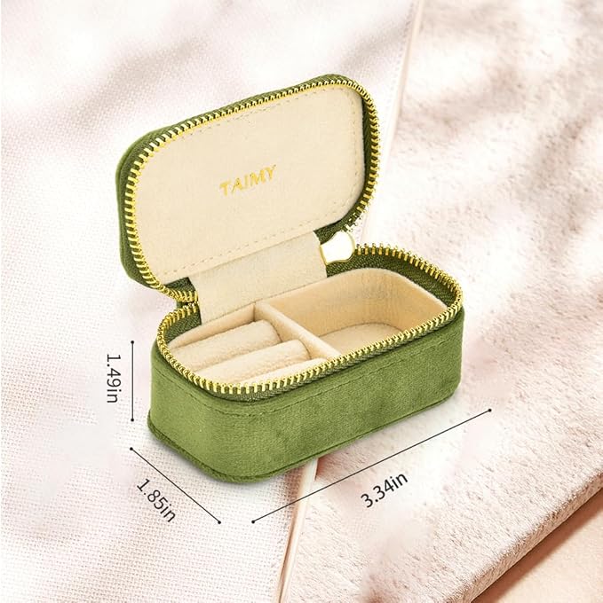 Small Travel Jewelry Case, Mini Tiny Plush Velvet Jewelry Box - Image 3