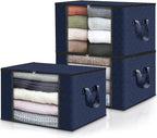 Fab totes 3 Pack Clothes Storage, Foldable Thick Fabric Blanket Storage Bags by Fabtotes