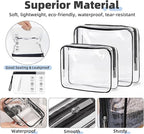 ABSOFINE Clear Toiletry Bag for Travel Size Toiletries, 4 Pack Large Waterproof - Image 4