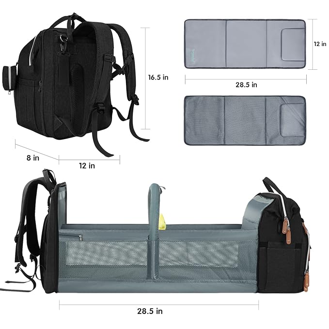DERJUNSTAR Baby Diaper Bag Backpack, Diaper Changing Station, Baby Bags - Image 5