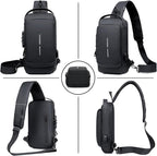 Sling Bag for Men Anti-theft USB Crossbody Shoulder Backpack Purse Waterproof - Image 3