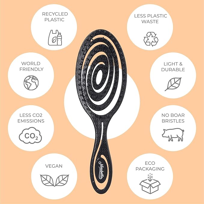 Ninabella Spiral Hairbrush - Detangle Hair Brush - For Brushing Wet or Blow Dry Hair - Detangler Vent Brush