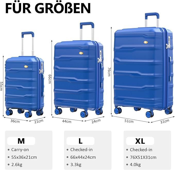 24 Inch Luggage with Spinner Wheels, Hard Shell Suitcase, Lightweight PP - Image 6