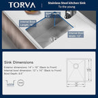 TORVA 14 x 18 Inch Undermount Kitchen Sink, Premium 304 Stainless Steel Bar Sink - Image 4