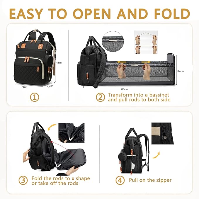 Diaper Bag Backpack with Changing Station Portable 3 in 1 Multifunction - Image 2