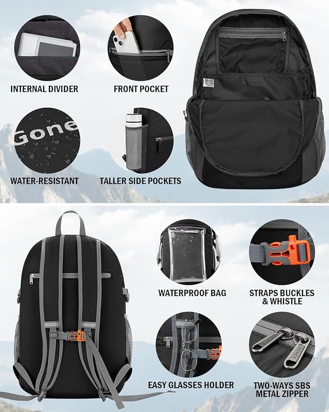 Gonex 30L Ultra Lightweight Packable Backpack, Handy Foldable Daypack - Image 4