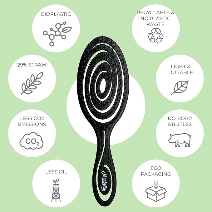 Ninabella Detangling Hair Brush for Women & Men - Does not Pull - Straightening Brushes for Straight, Curly & Wet Hair - Vented Unique Spiral Hairbrush - Berry