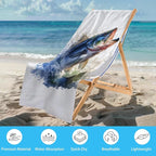 WZOMT Bass Fish Beach Towel Blanket Fishing Towels, Funny Bass Green White - Image 2