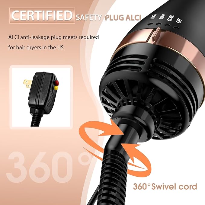 Hair Dryer Brush Blow Dryer Brush in One Hot Air Brush for Drying and Straightening, Volumizer Multi-Styler Smooth Curls for All Hair Types, Frizz-Free Blowout Brush for Salon Quality
