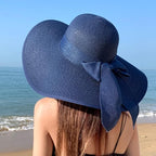 DRESHOW Beach Hats for Women Big Straw Wide Brim Summer Hat Floppy Foldable - Image 4