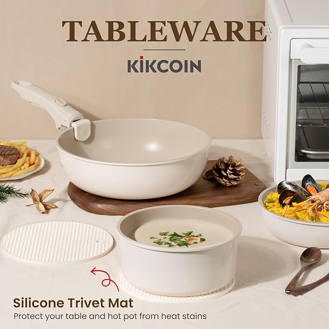 KIKCOIN Ceramic Cookware Set, Non Toxic Kitchen Cooking Set - Image 6
