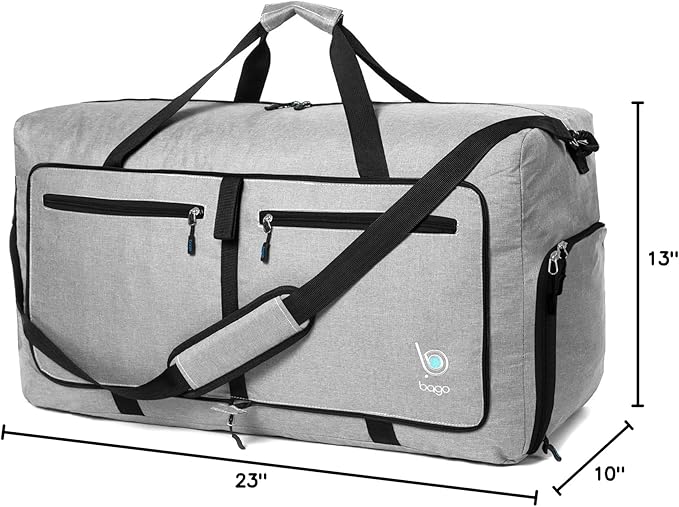 Bago Foldable Duffel Bags for Traveling Women & Men - 60L Medium Packable - Image 11